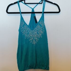 Spoiled Green Embellished Backless Tank Top